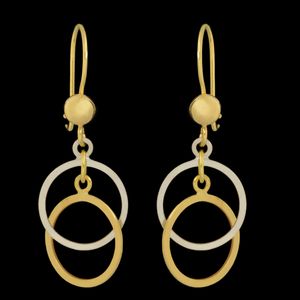 گوشواره طلا 18 عیار زنانه طلای مستجابی مدل حلقه ای دو رنگ کد 670177