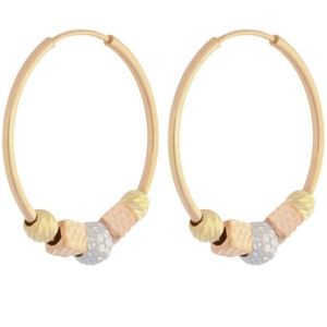 گوشواره طلا 18 عیار زنانه طلای مستجابی مدل حلقه ای گوی دار کد 002