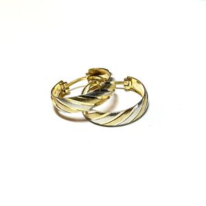 گوشواره طلا 18 عیار زنانه مدل g003 طرح حلقه ای تراش دو رنگ