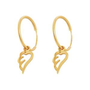 گوشواره طلا 18 عیار زنانه پولک مدل حلقه ای بال تو خالی