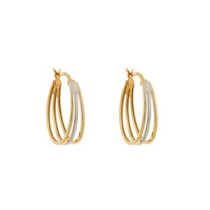 گوشواره طلا 18 عیار زنانه گالری طلا و جواهر اپال مدل حلقه ای سه رج