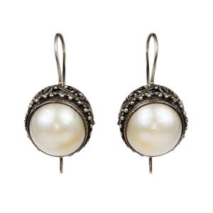 گوشواره عصایی نقره زنانه مدل کلاسیک مرواریدی