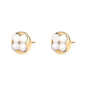 گوشواره میخی طلا 18 عیار زنانه ماوی گالری مدل دایره دایره و لویی ویتون صدف 1
