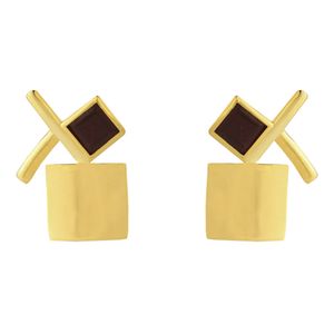 گوشواره میخی طلا 18 عیار زنانه کیا گالری مدل ضربدر مربع کد ae256