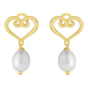 گوشواره میخی طلا 18 عیار زنانه کیا گالری مدل قلب مروارید کد er066