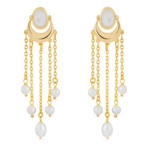 گوشواره میخی طلا 18 عیار زنانه کیا گالری مدل ماه مروارید کد em310