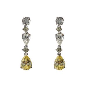 گوشواره میخی نقره زنانه مدل citrine & diamonds
