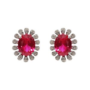 گوشواره میخی نقره زنانه مدل oval ruby