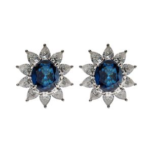 گوشواره میخی نقره زنانه مدل tanzanite flower