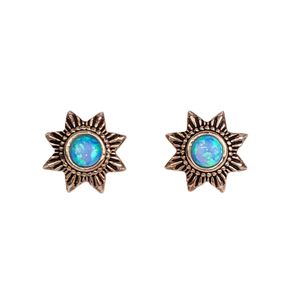 گوشواره میخی نقره زنانه مدل خورشیدی اوپال