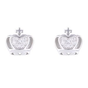گوشواره نقره زنانه مون لایت طرح تاج کد e1195