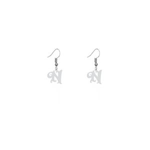 گوشواره نقره زنانه هایکا طرح حرف n مدل n.ha796