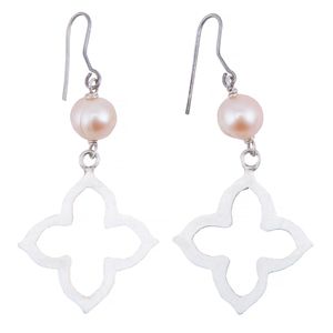 گوشواره نقره و مروارید سنگ و زر مدل sz111619