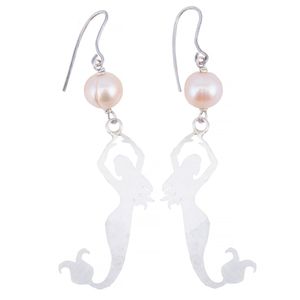 گوشواره پری دریایی و نقره سنگ و زر مدل sz111614
