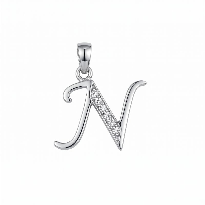 آویز گردنبند نقره زنانه مدل 2585s0132 طرح حرف n