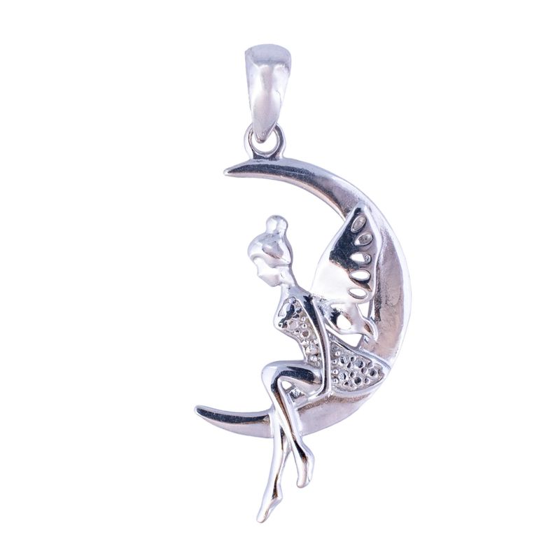آویز گردنبند نقره زنانه مدل ماه و فرشته کد amt_m022