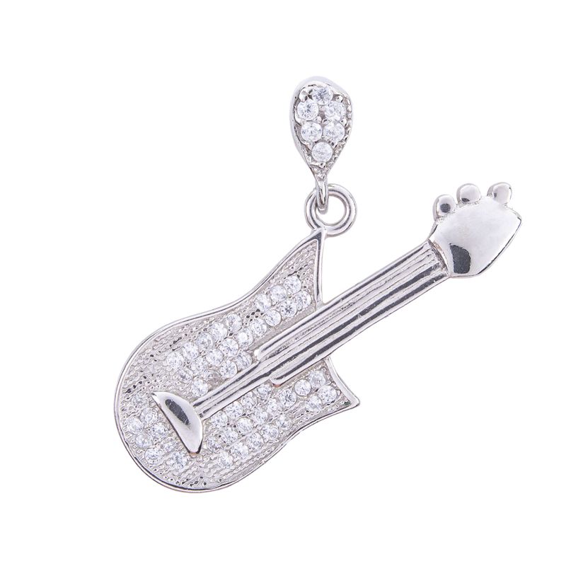 آویز گردنبند نقره زنانه مدل گیتار amt m137