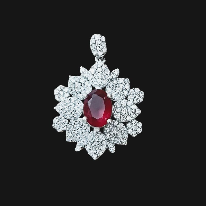 آویز گردنبند نقره زنانه مدل یاقوت کد 000078