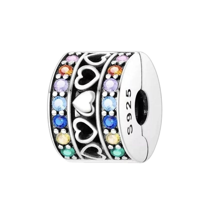 آویز گردنبند نقره زنانه پاندورا مدل charm colourful clips 65199