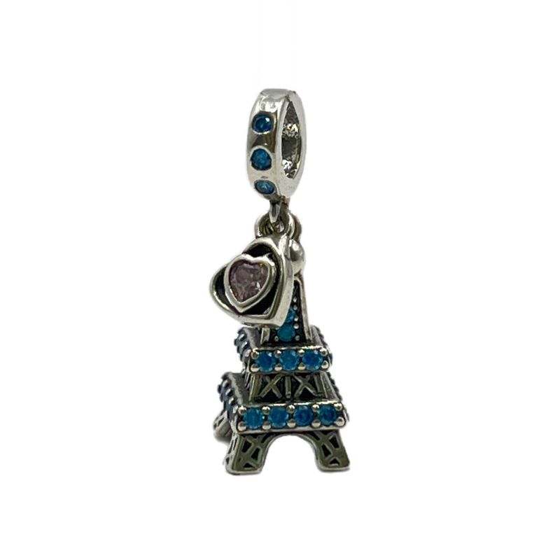 آویز گردنبند نقره زنانه پاندورا مدل eiffel tower with heart 65331
