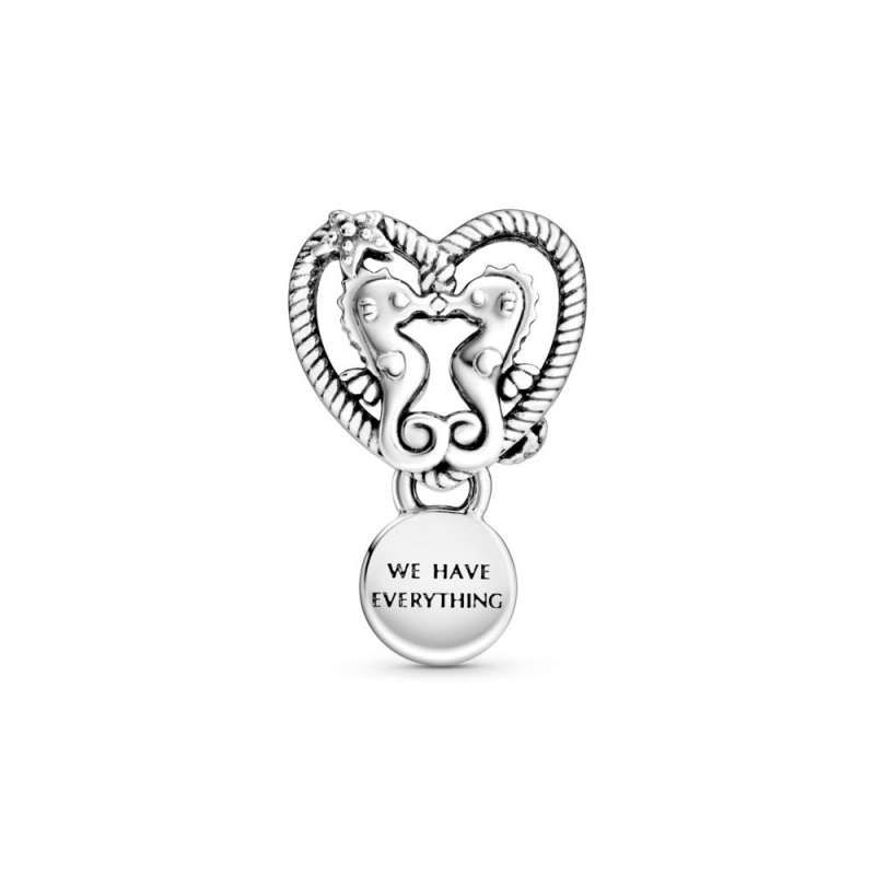 آویز گردنبند نقره زنانه پاندورا مدل openwork seahorses heart