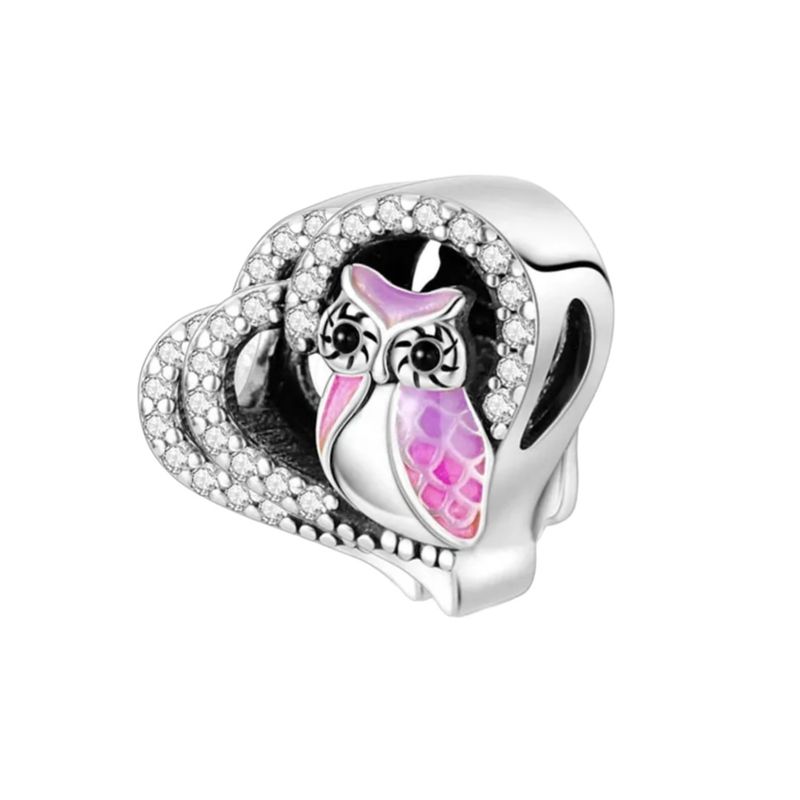 آویز گردنبند نقره زنانه پاندورا مدل purple owl love 65140