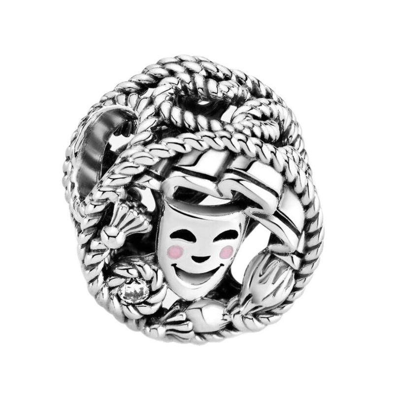 آویز گردنبند نقره زنانه پاندورا مدل ماسک تراژدی و کمدی 6503