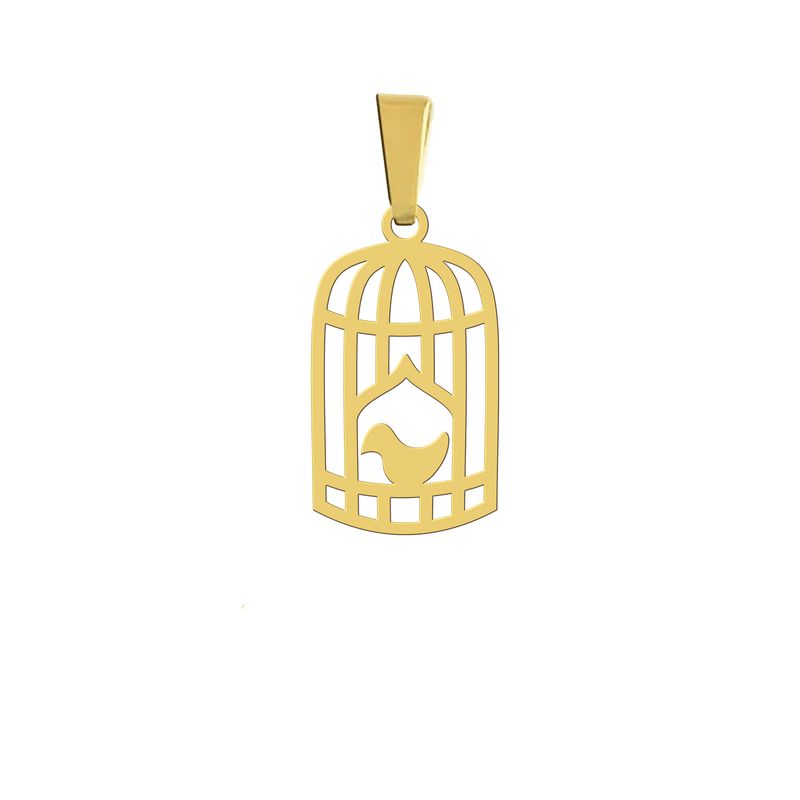 آویز گردنبند نقره هایکا مدل مرغ آمین و قفس کد nha 109