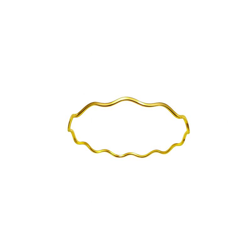 النگو طلا کم اجرت 18 عیار زنانه زرلاین مدل آینه‌ای نازک موج‌دار کد b 300032 سایز 3