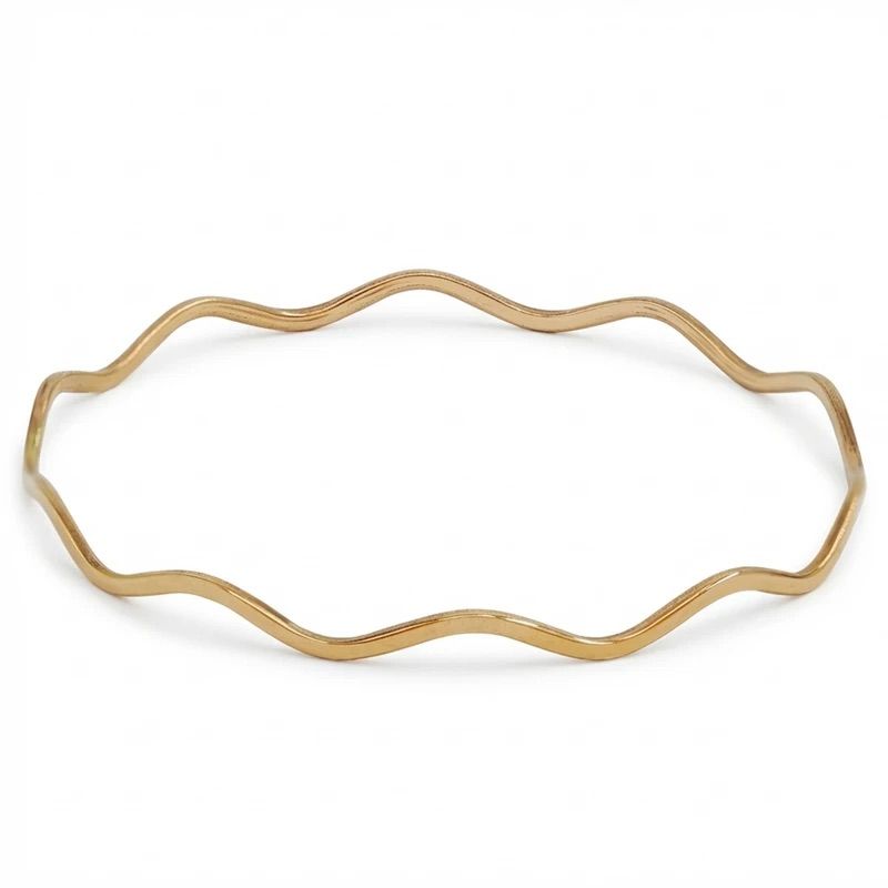 النگو طلا کم اجرت 18 عیار زنانه طلای علیمحمدی مدل موج دار کد wqa232 سایز 1