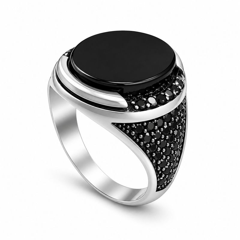 انگشتر نقره اونیکس مردانه مدل t2