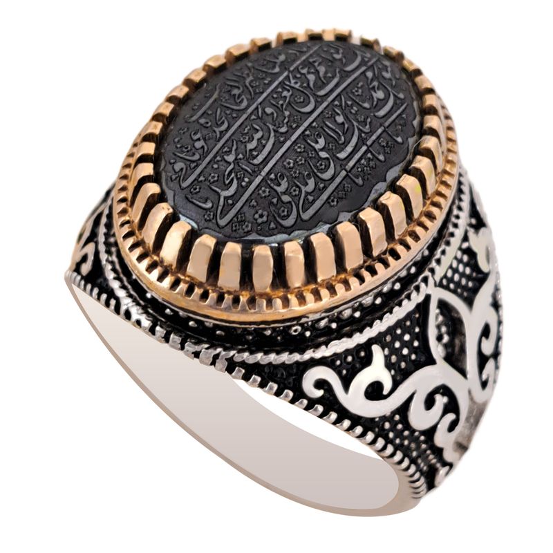 انگشتر نقره حدید مردانه ملک زیور طرح ناد علی کد 505