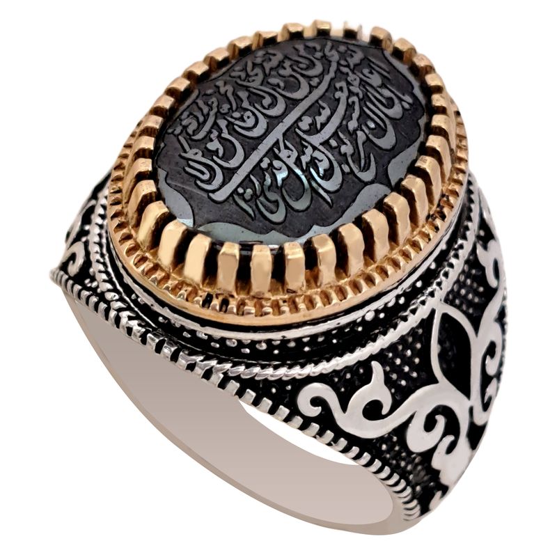 انگشتر نقره حدید مردانه ملک زیور طرح و من یتق الله کد 511