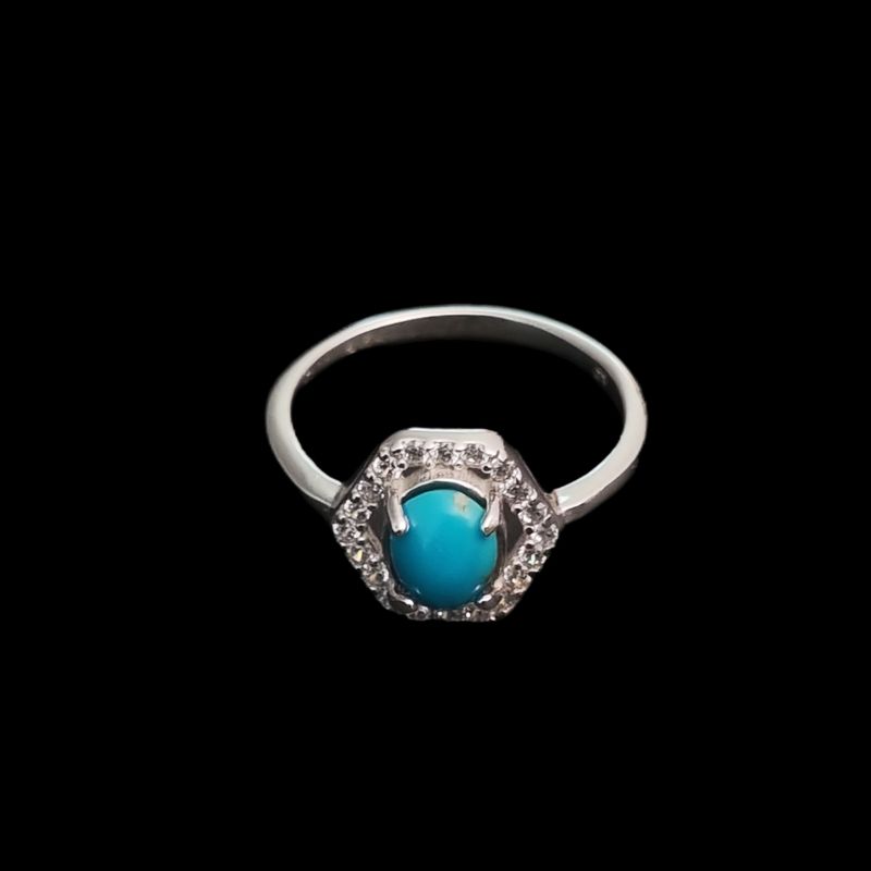 انگشتر نقره فیروزه زنانه نگین نیشابور کد n0088