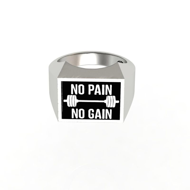 انگشتر نقره مردانه دلی جم مدل no pain no gain