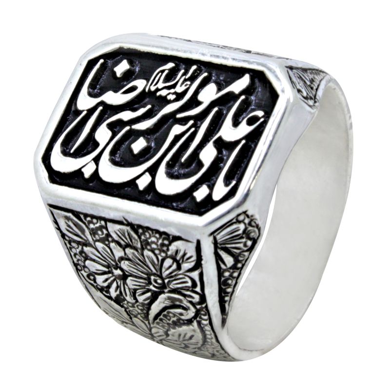 انگشتر نقره مردانه مدل قلم زنی کد s22