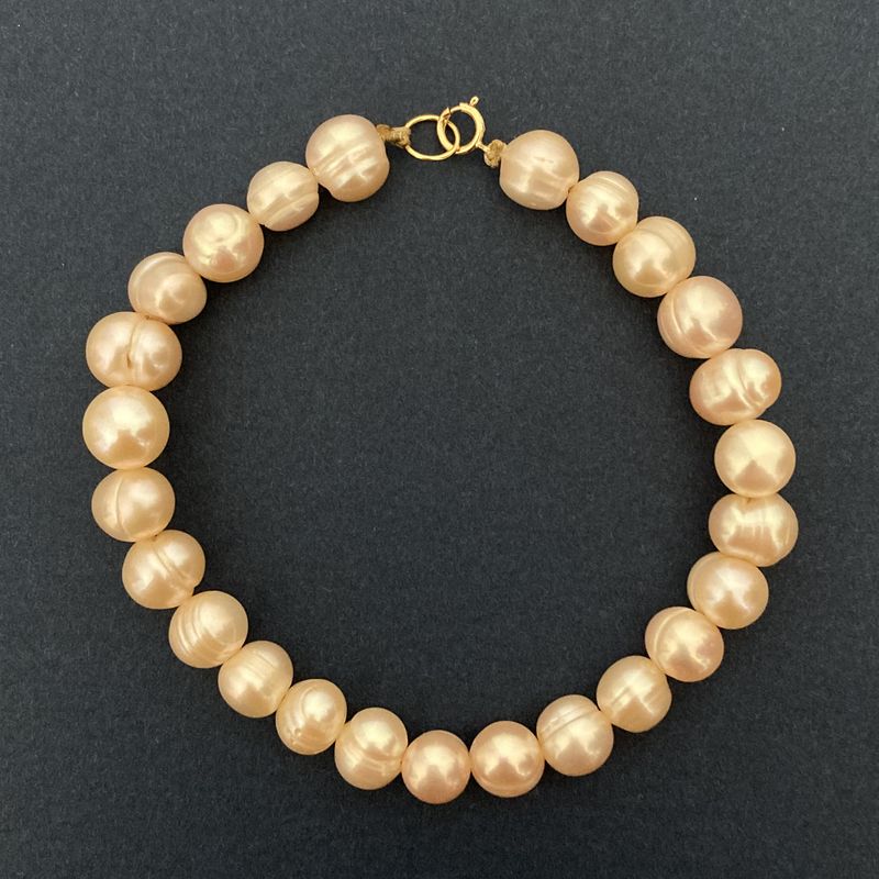 دستبند طلا 18 عیار زنانه الماسین آذر طرح مروارید کد potagol20cm