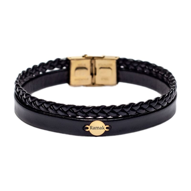 دستبند طلا 18 عیار مردانه لیردا مدل اسم رامک