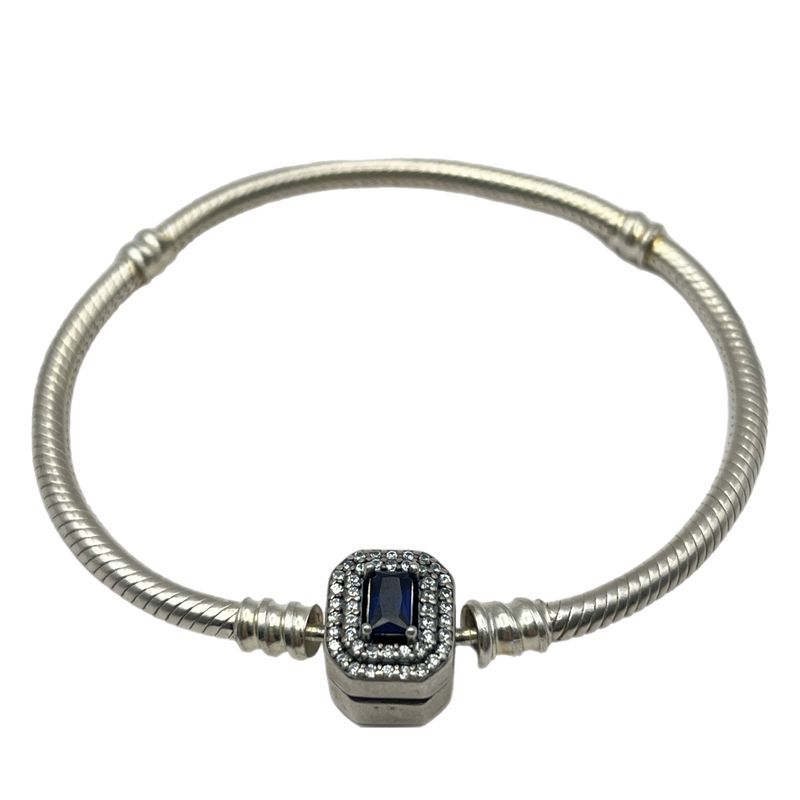 دستبند نقره زنانه پاندورا مدل blue gem rectangular bracelet 5926