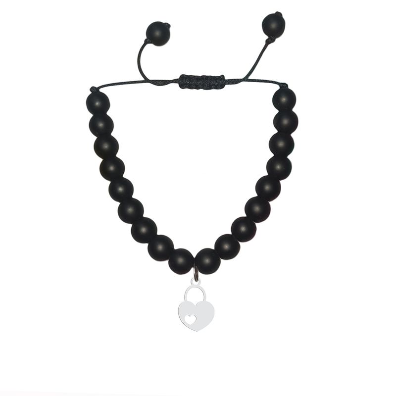 دستبند نقره هایکا طرح قلب و قفل مدل n.ha1 170