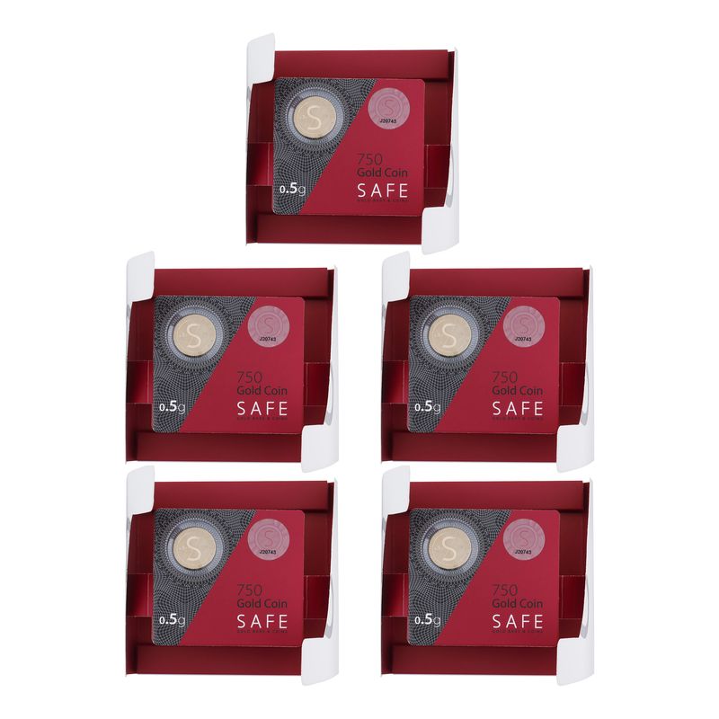 شمش طلا 18 عیار طلای سیف مدل h5.5 مجموعه 5 عددی