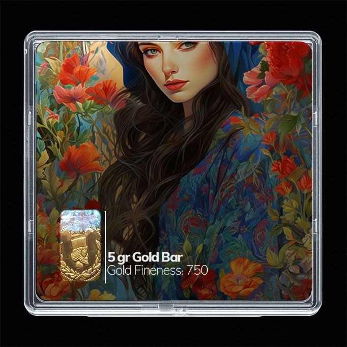 شمش طلا 18 عیار مدوپد مدل دختر نقاشی کد sg10675