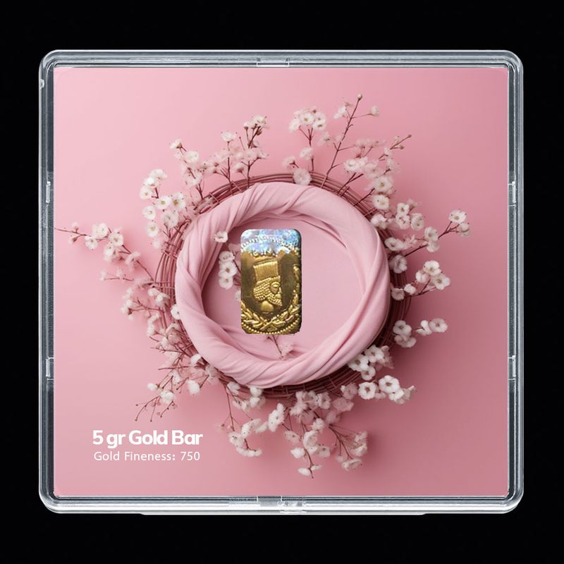 شمش طلا 18 عیار مدوپد مدل سبد و گل کد sg 10267