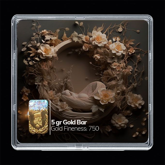 شمش طلا 18 عیار مدوپد مدل سبد و گل کد sg10300