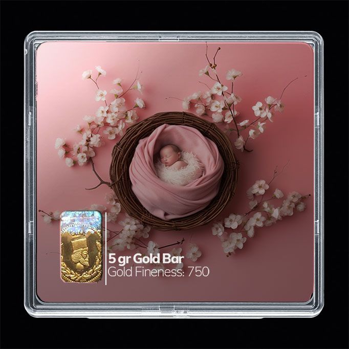 شمش طلا 18 عیار مدوپد مدل نوزاد کد sg10265