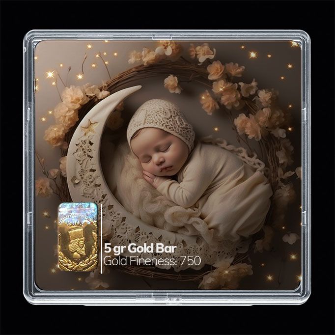 شمش طلا 18 عیار مدوپد مدل نوزاد کد sg10278