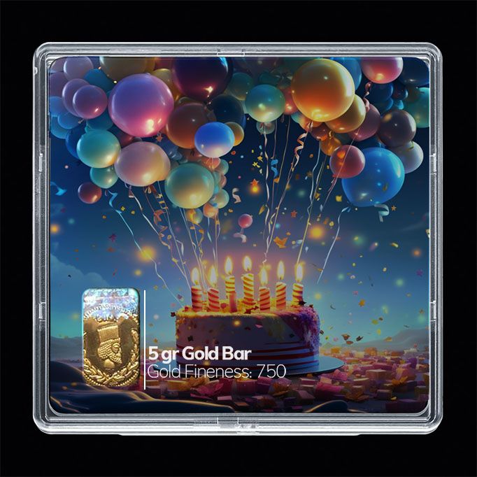 شمش طلا 18 عیار مدوپد مدل کیک تولد کد sg10828