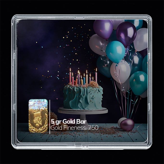 شمش طلا 18 عیار مدوپد مدل کیک و شمع کد sg10643
