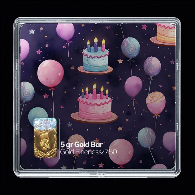 شمش طلا 18 عیار مدوپد مدل کیک کارتونی کد sg10750
