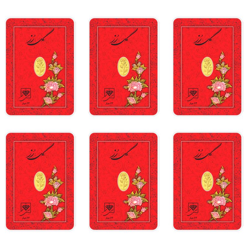 شمش طلا 24 عیار سین سان مدل گل رز کد sn100 مجموعه 6 عددی